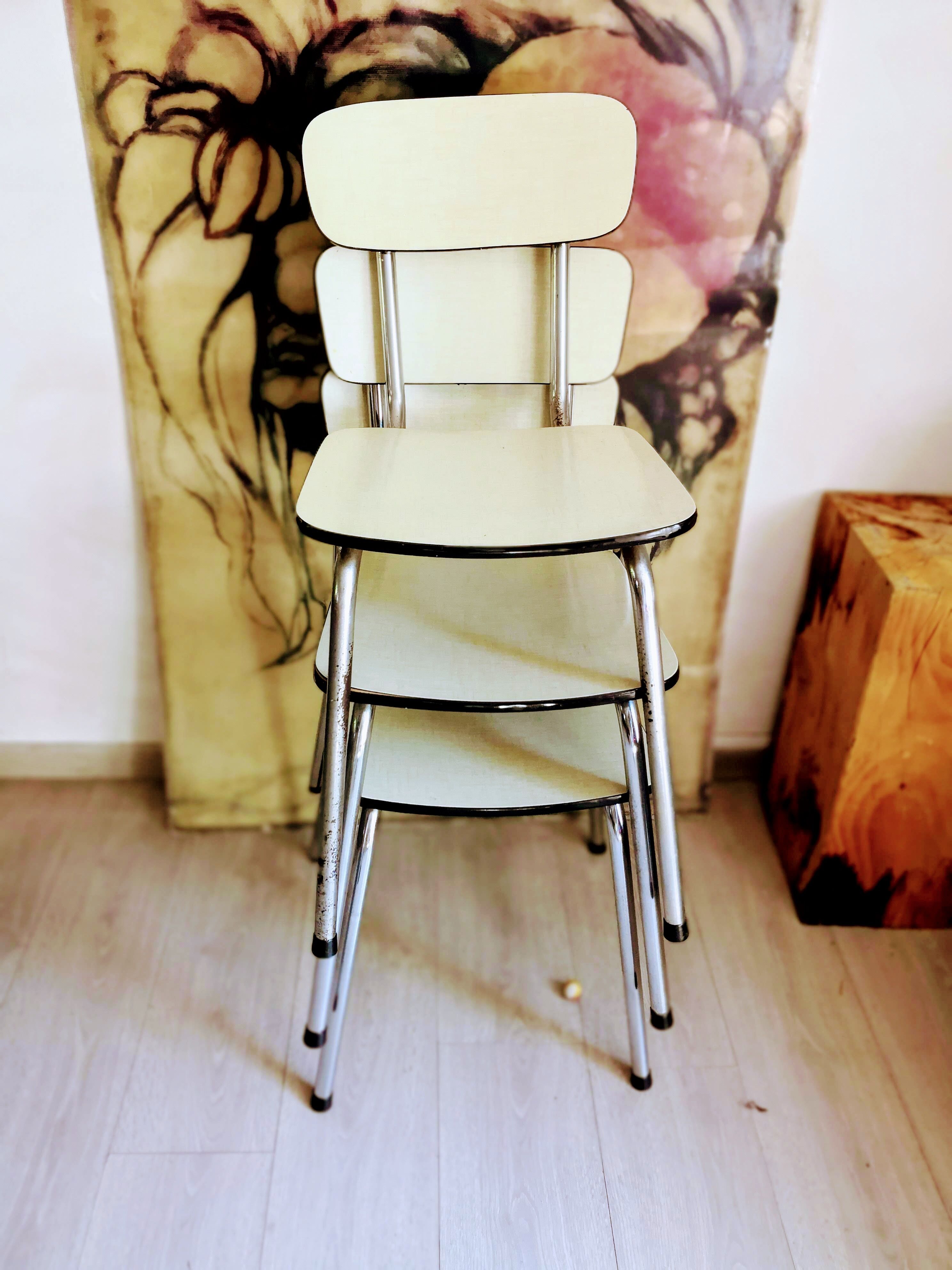 Trio of beige formica chairs