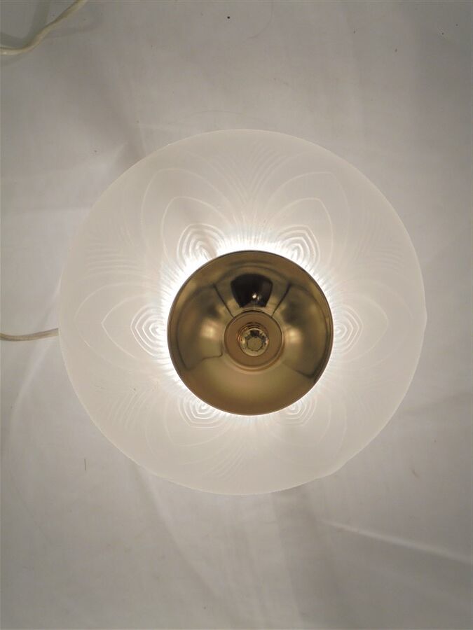 Glass and gilded metal ceiling lamp