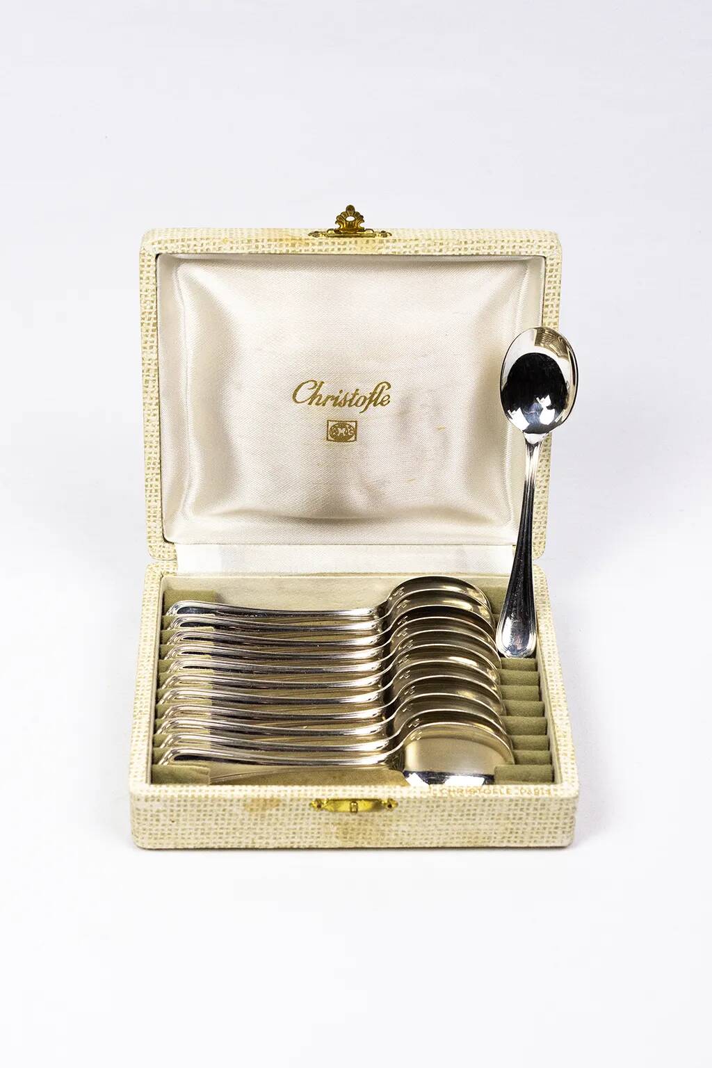 Christofle – 12 silver-plated coffee spoons Spatours in their case