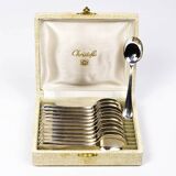 Christofle – 12 silver-plated coffee spoons Spatours in their case