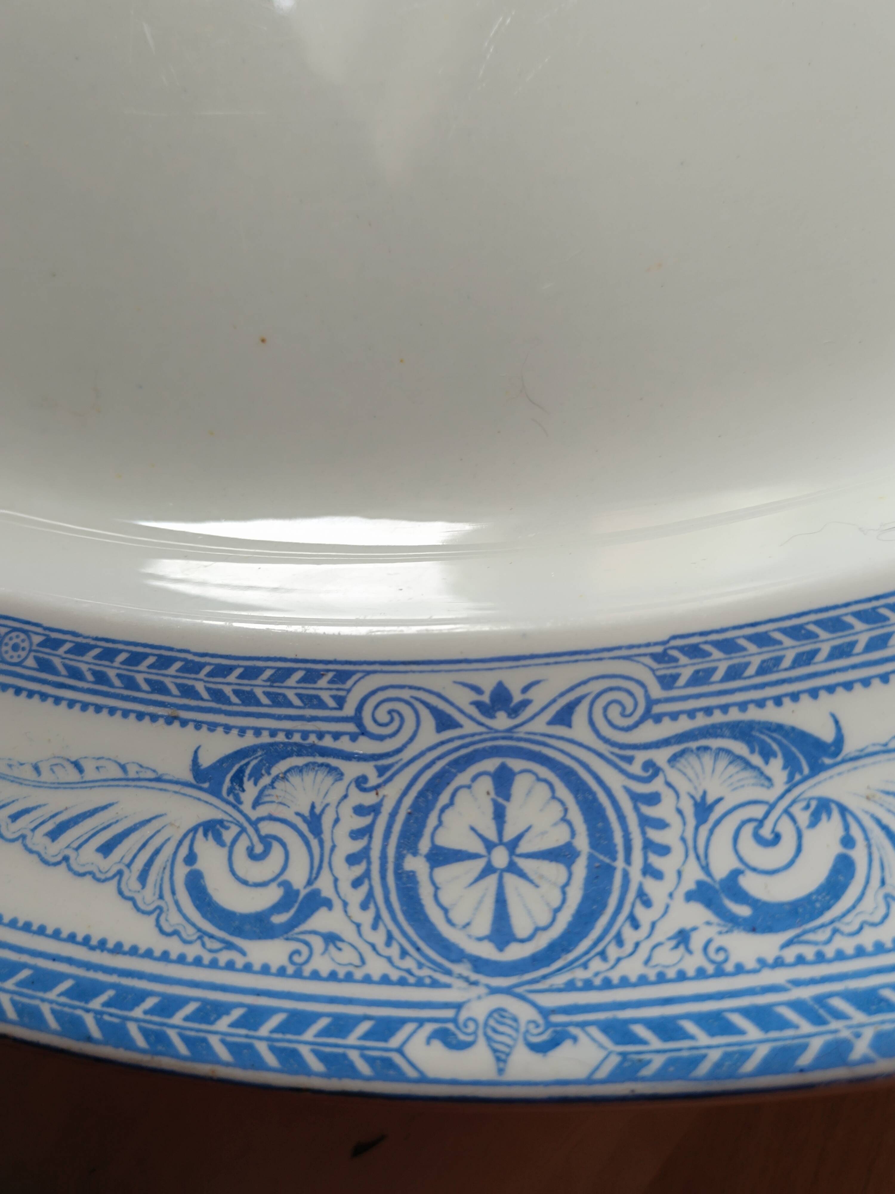 Large white: blue dish. French Anglo Company.