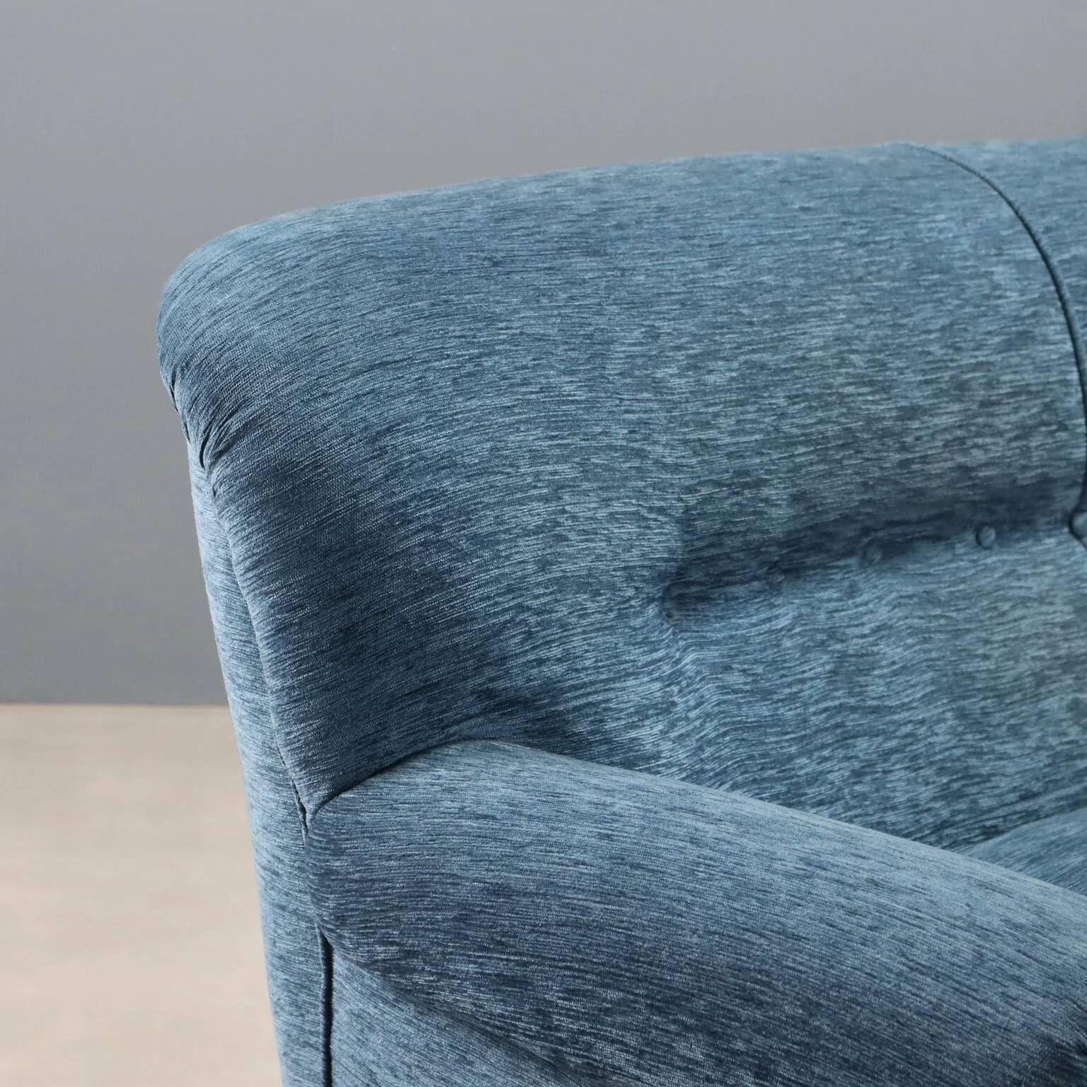 Vintage velvet sofa with spring cushioning, Italian design from the 1950s.