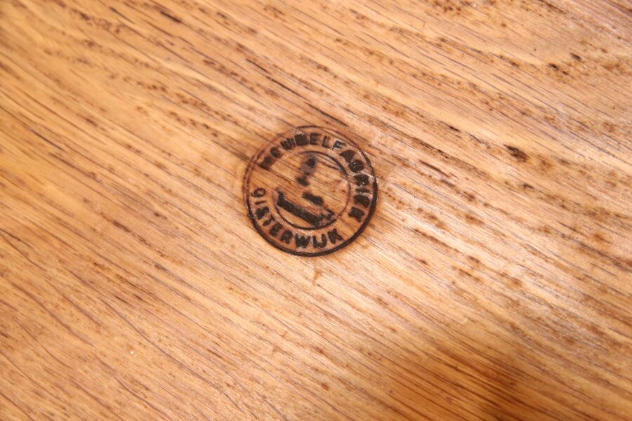 Set of 3 brutalist nesting tables in solid oak