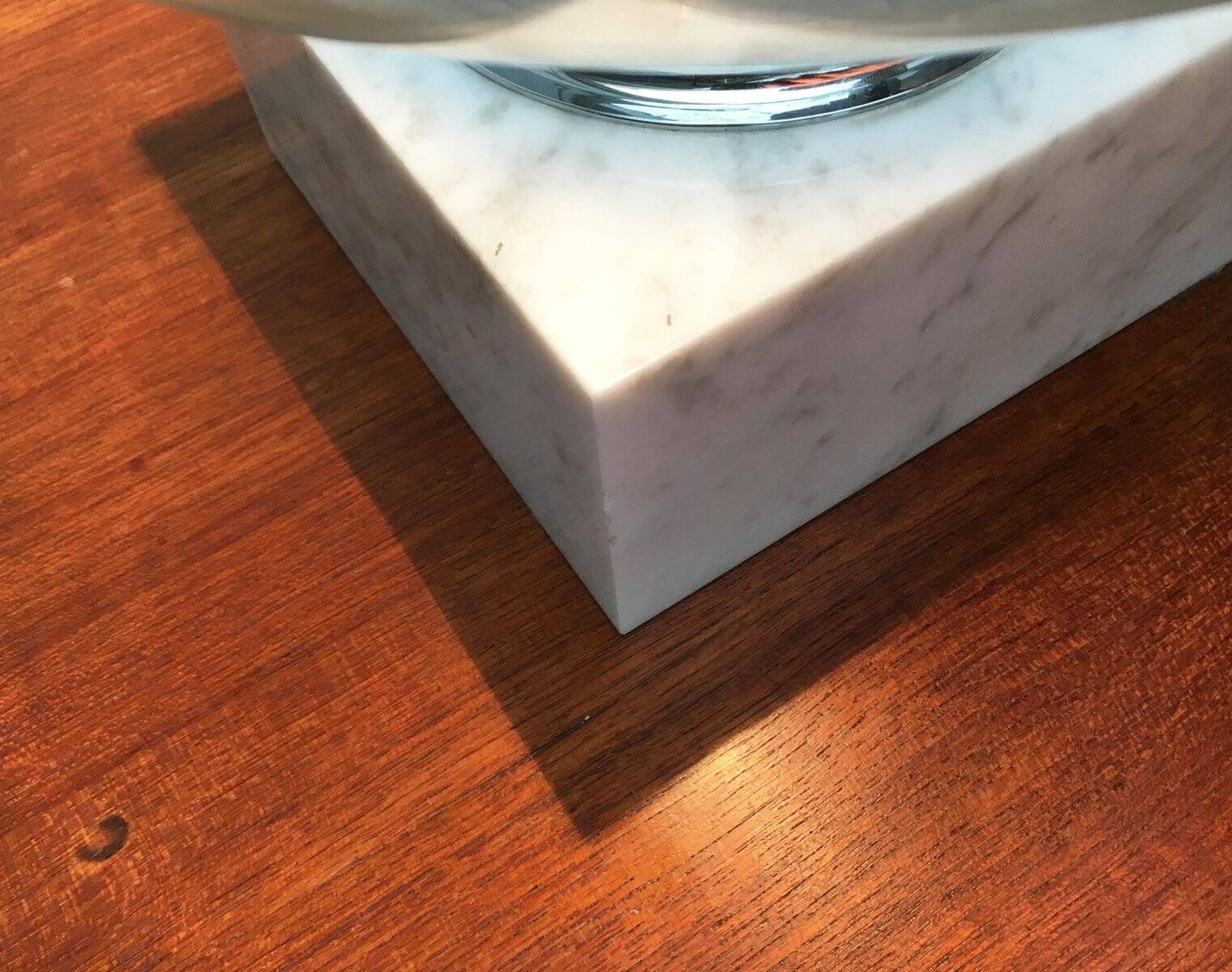 Mid-century glass and marble table lamp 3480 by Erco, 1960s.