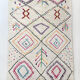 Moroccan Berber carpet azilal ecru with black diamonds and colorful patterns 255x159cm