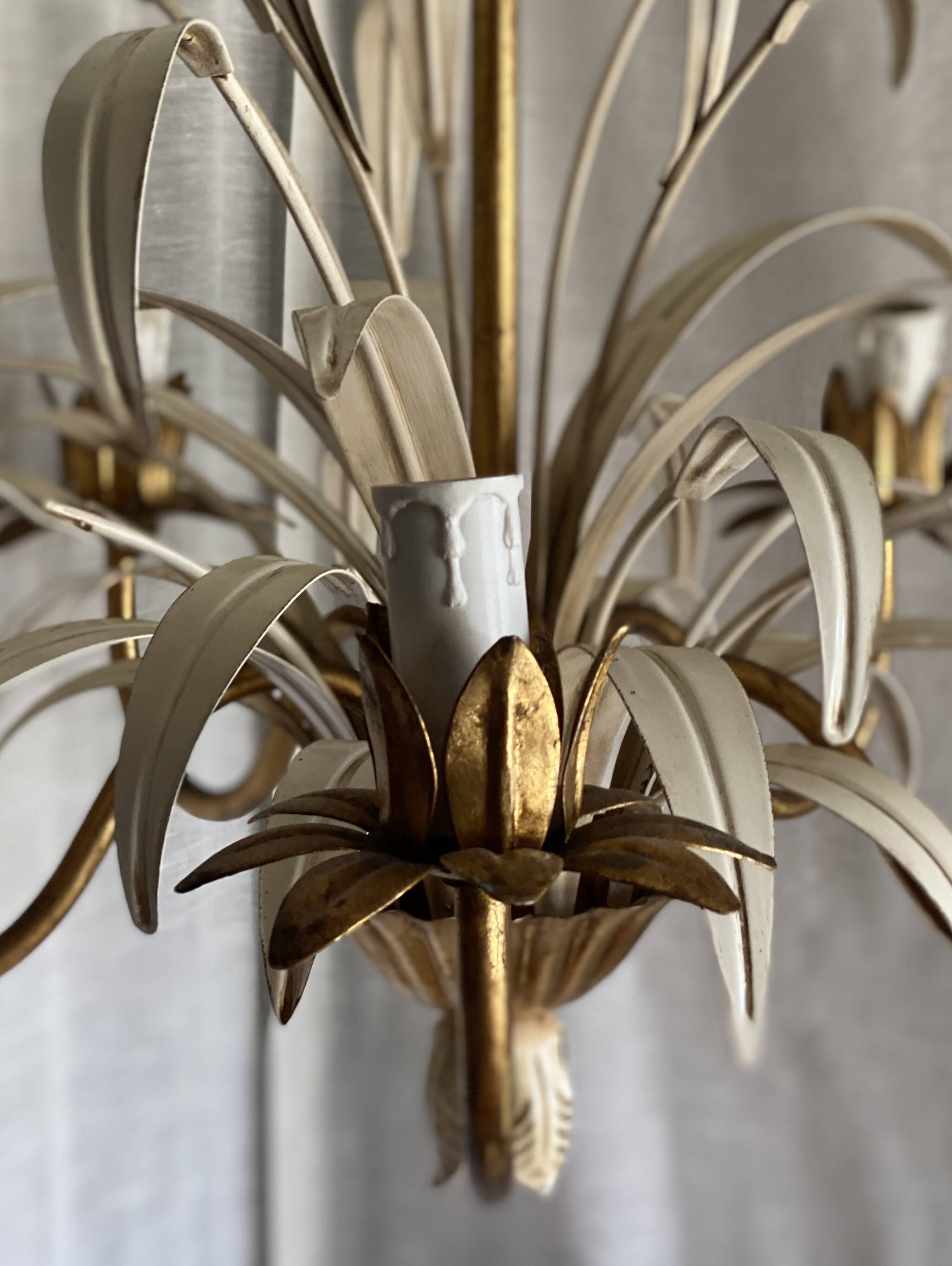 Lustre Leaves and Flowers lacquered and gilded Vintage 1960