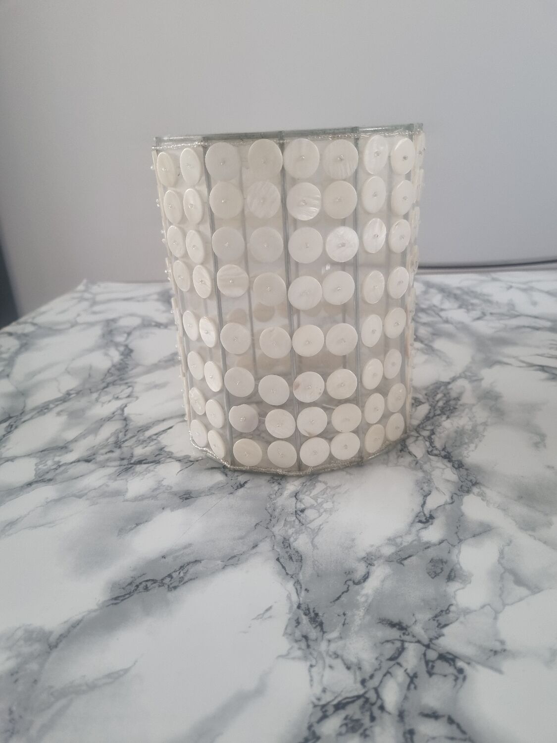 Vintage mother-of-pearl and nylon lampshade