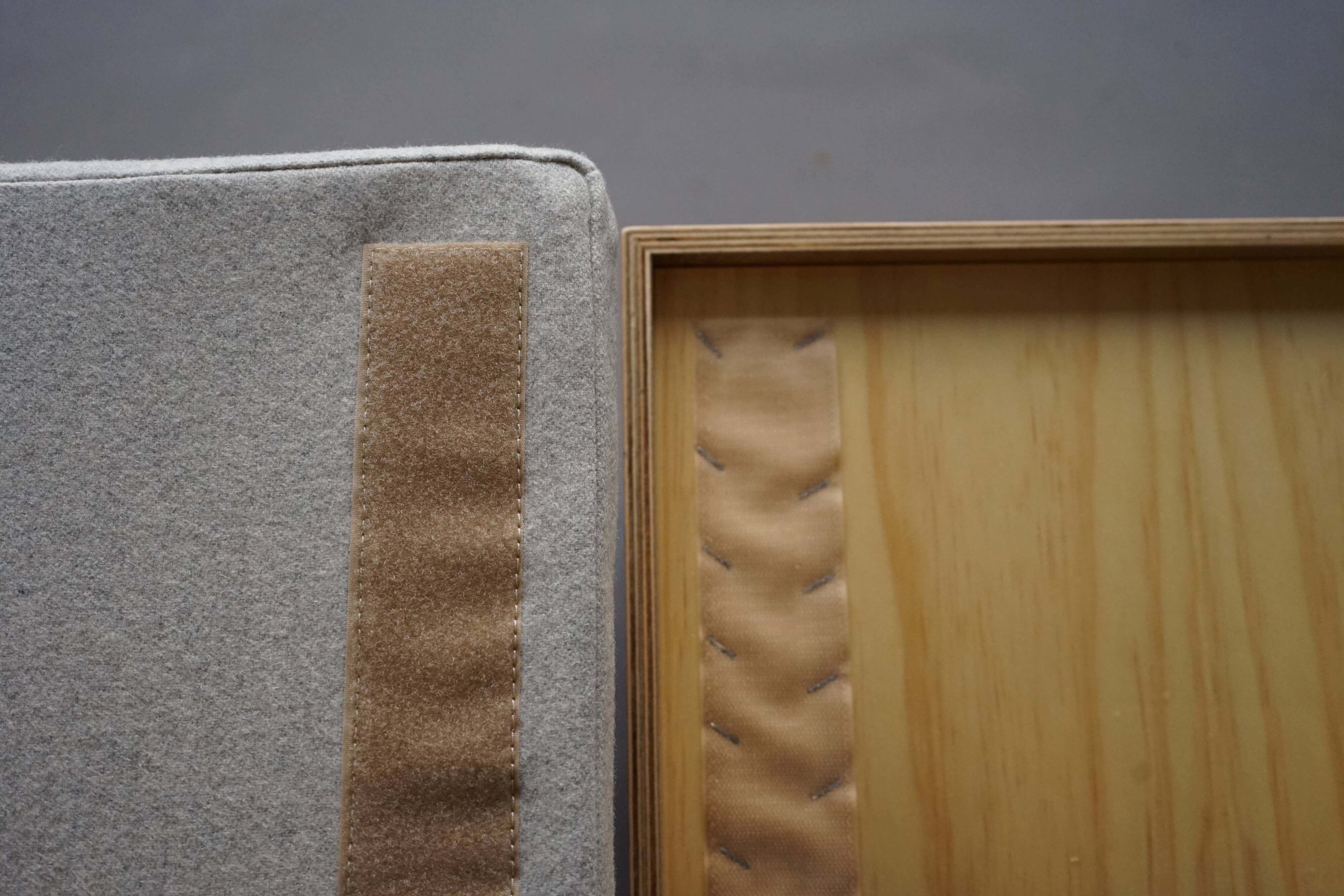 Tabourets en contreplaqué vintage avec coussins gris, années 1990, ensemble de 4