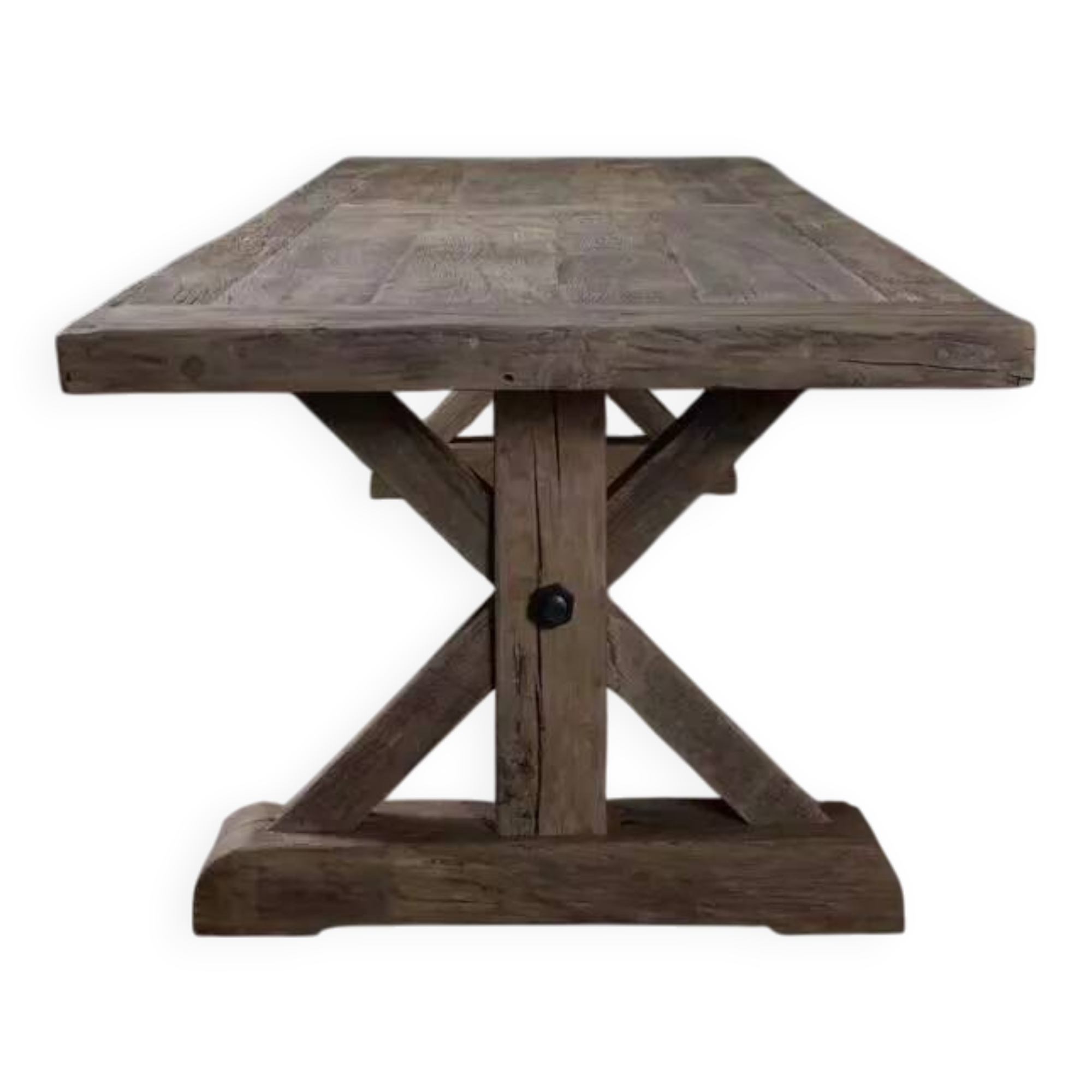 Farmhouse table in old solid oak, star-shaped legs 300 cm