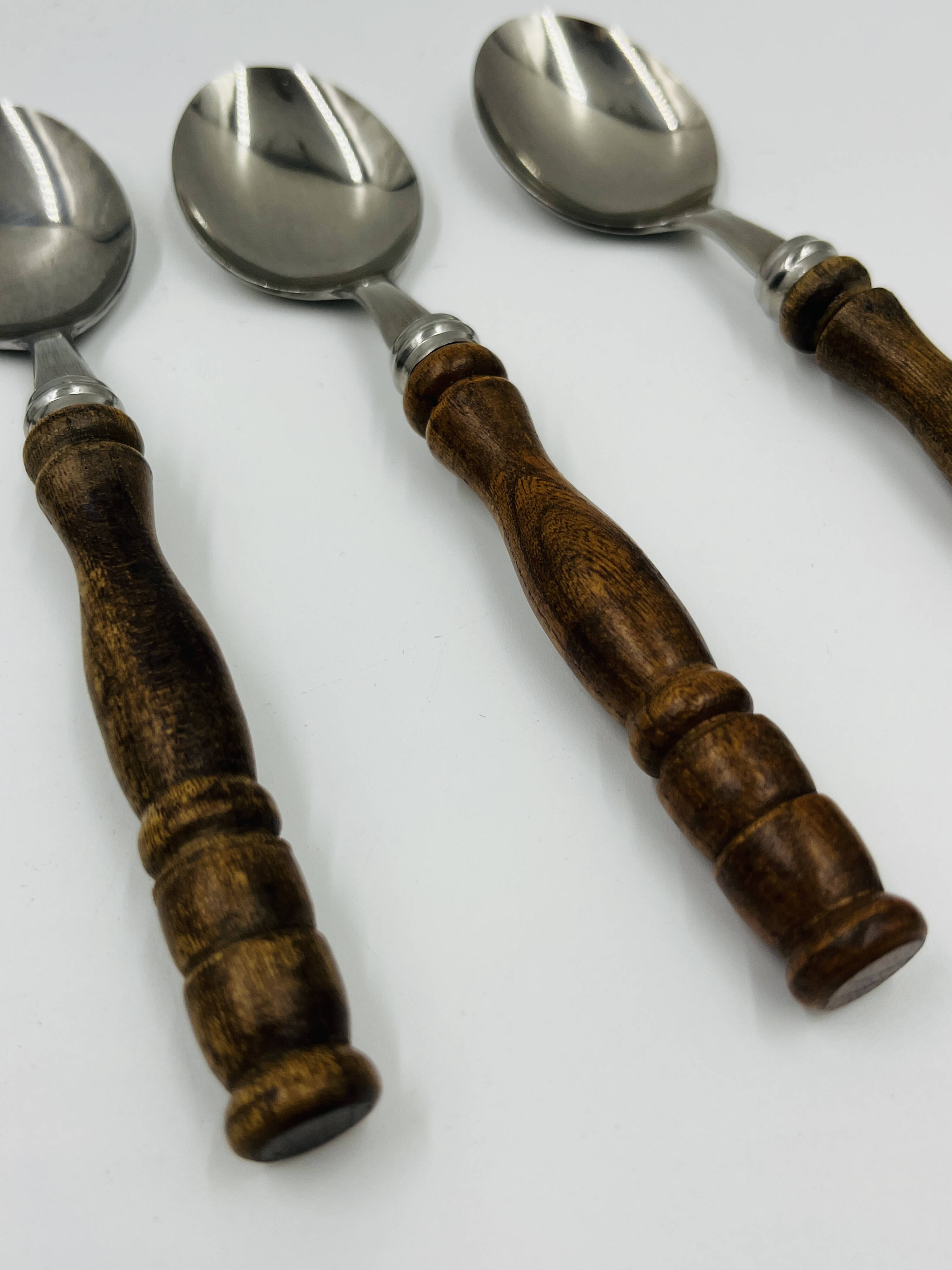 Vintage cutlery set 22 pieces wooden style handles
