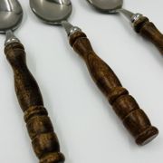 Vintage cutlery set 22 pieces wooden style handles