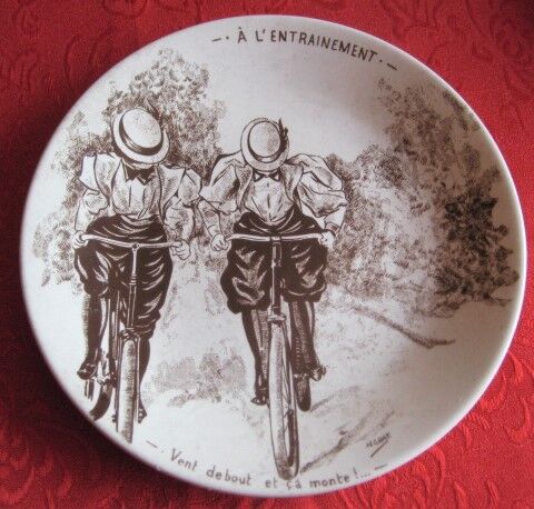 6 decorative plates "bike" sarreguemines