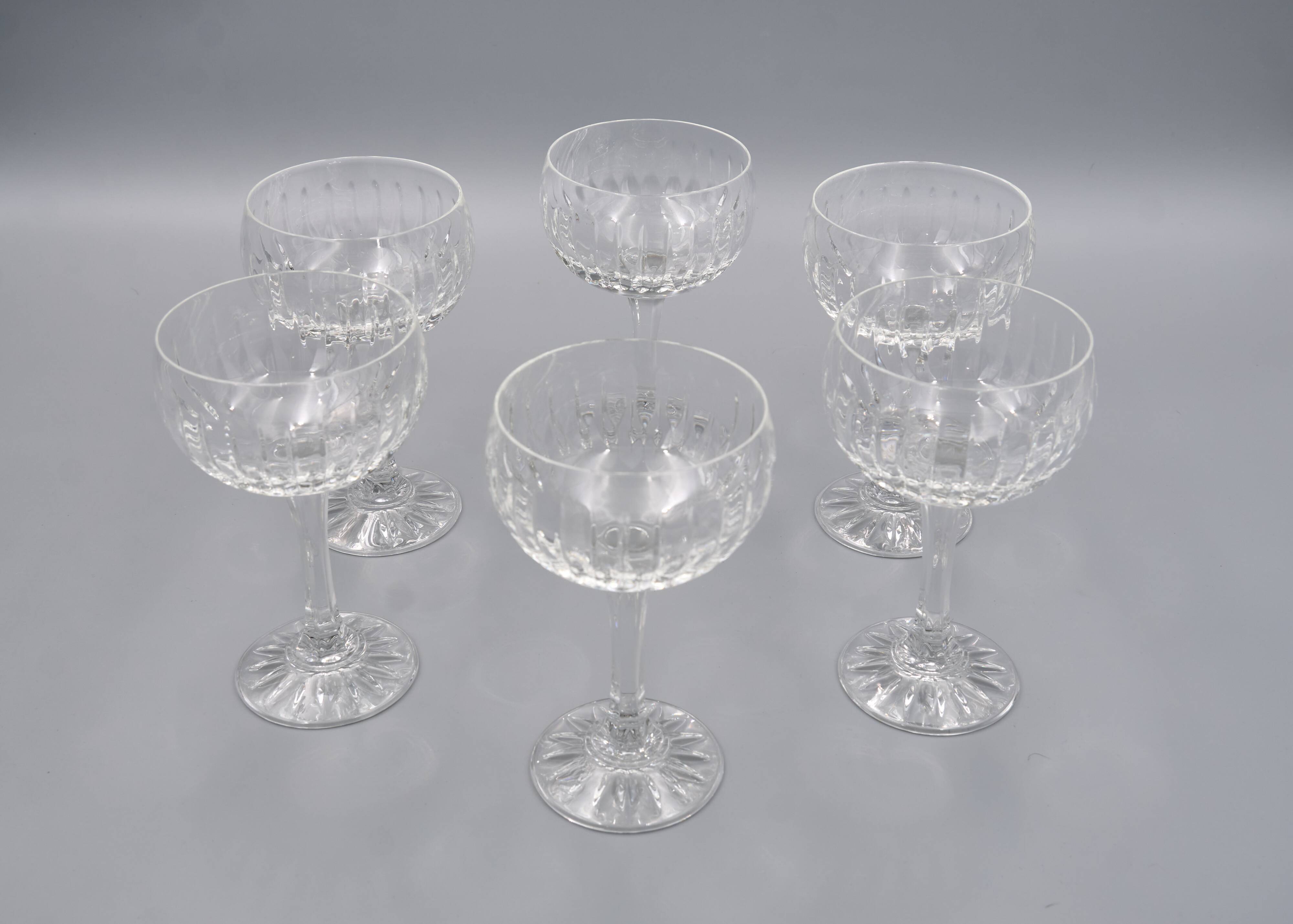 6 Vintage-Style Crystal Champagne Coupes, 1960s Style