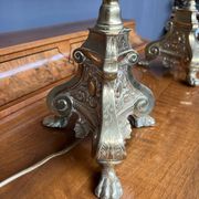 Pair of Renaissance lamps. Gilded bronze.
