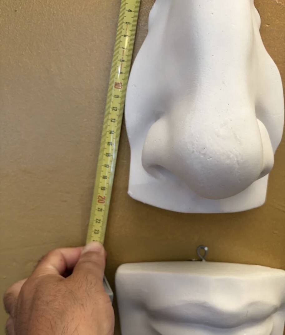 Nose and mouth in plaster of David by Michelangelo