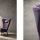 Vintage Mid-Century Scandinavian Modern Oak & Purple Fabric High Back Wing