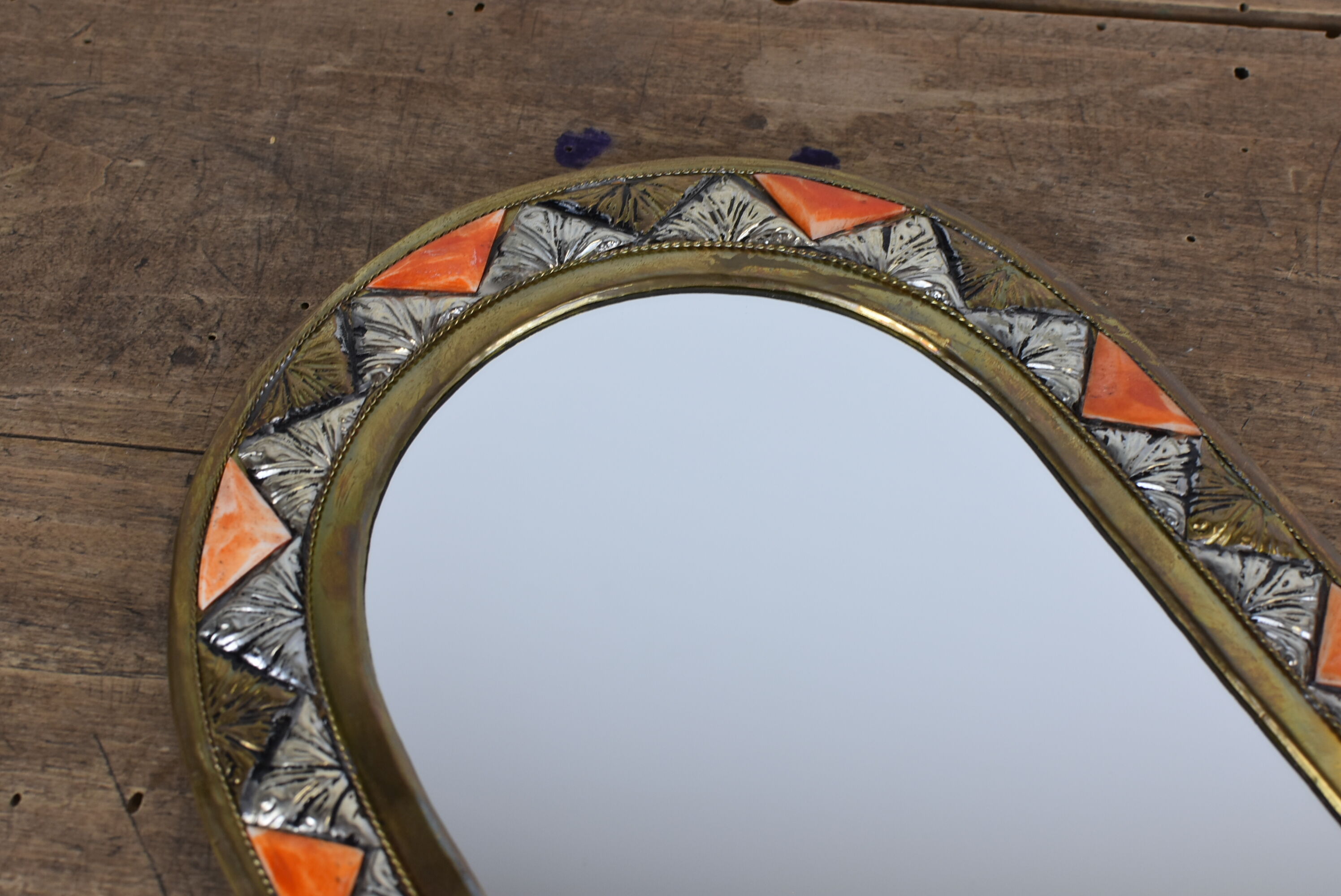 Decorated brass mirror 2