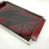 Geometric decor glass tray fixed under glass