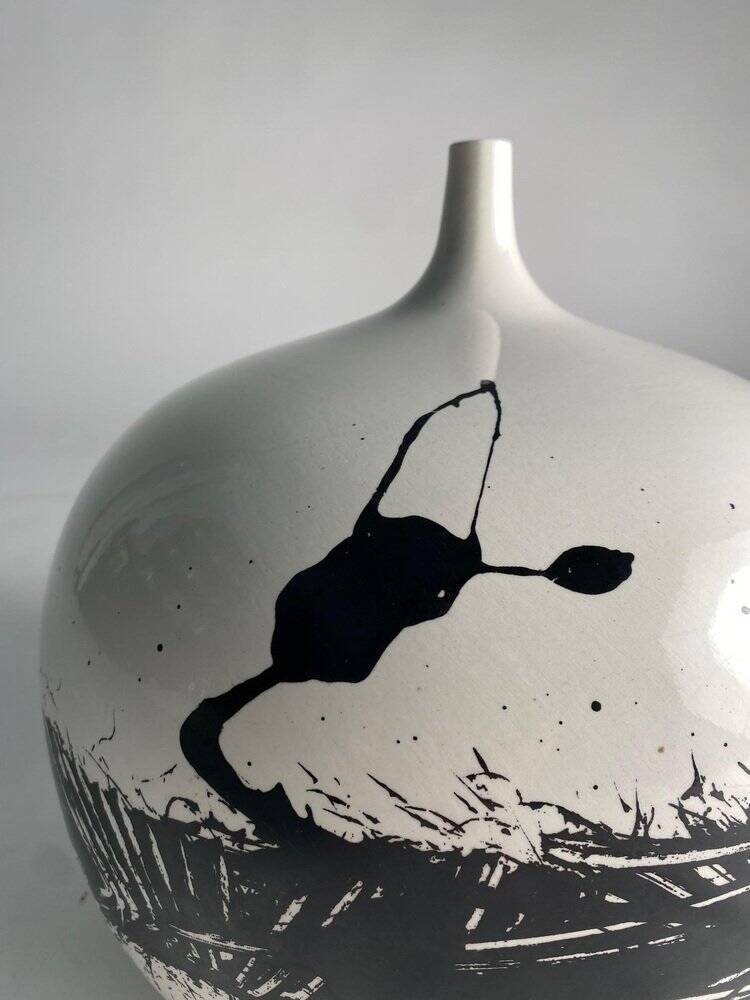 Glazed Ceramic Vase attributed to Emilio Scanavino, Italy, 1970s