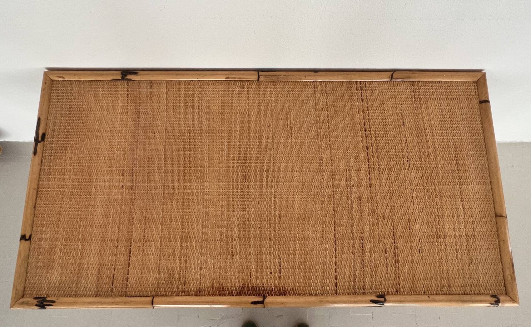 Italian Bamboo and Rattan Desk or Vanity with two Drawers, 1970s
