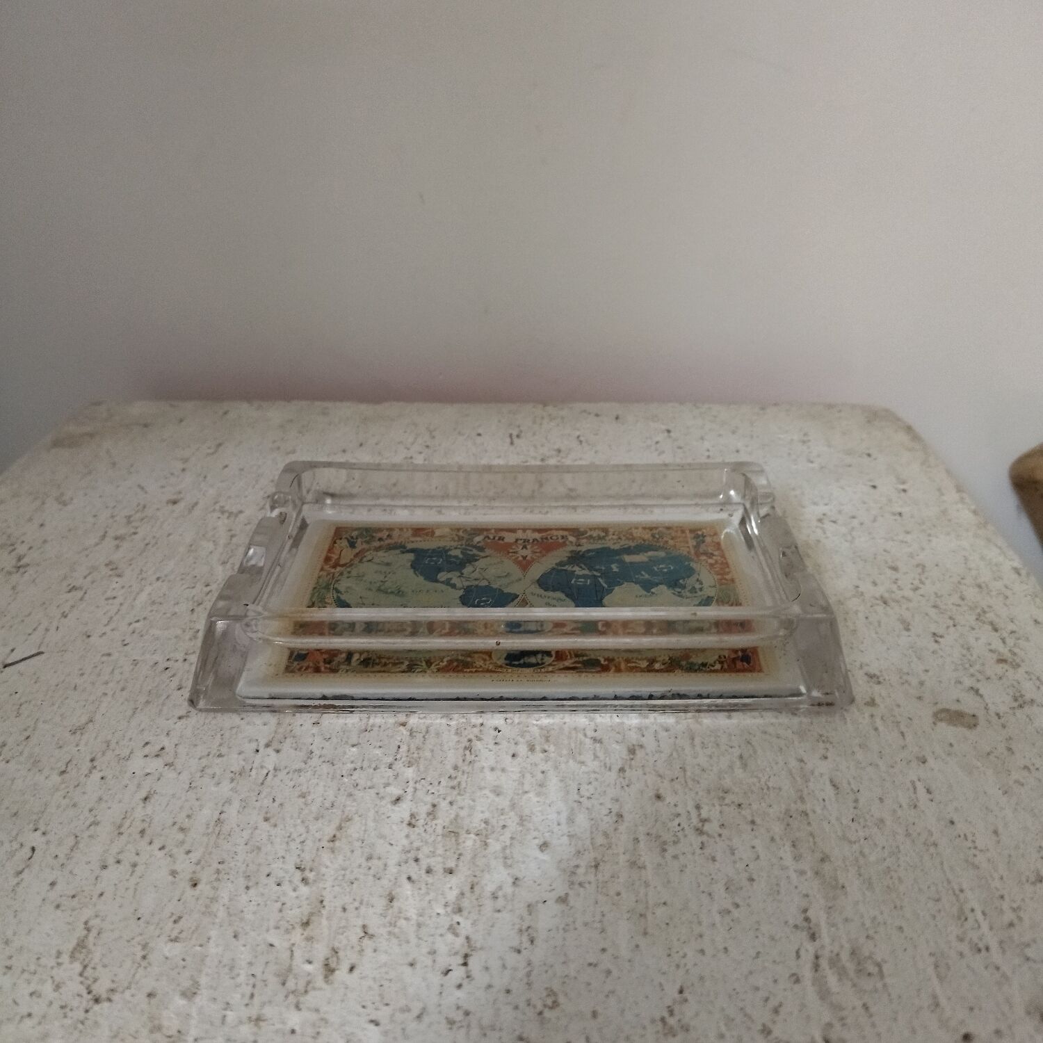 Ashtray Air France old glass planisphere