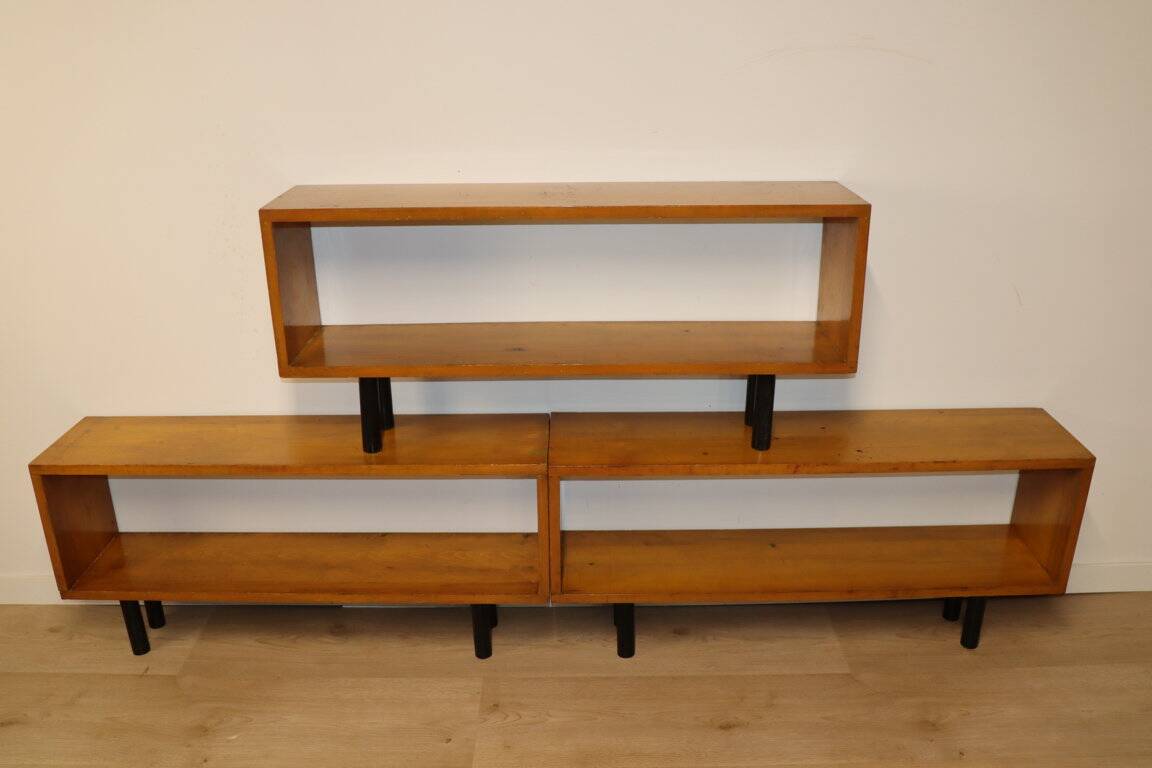 Vintage shelf with modular wooden boxes, 1960s