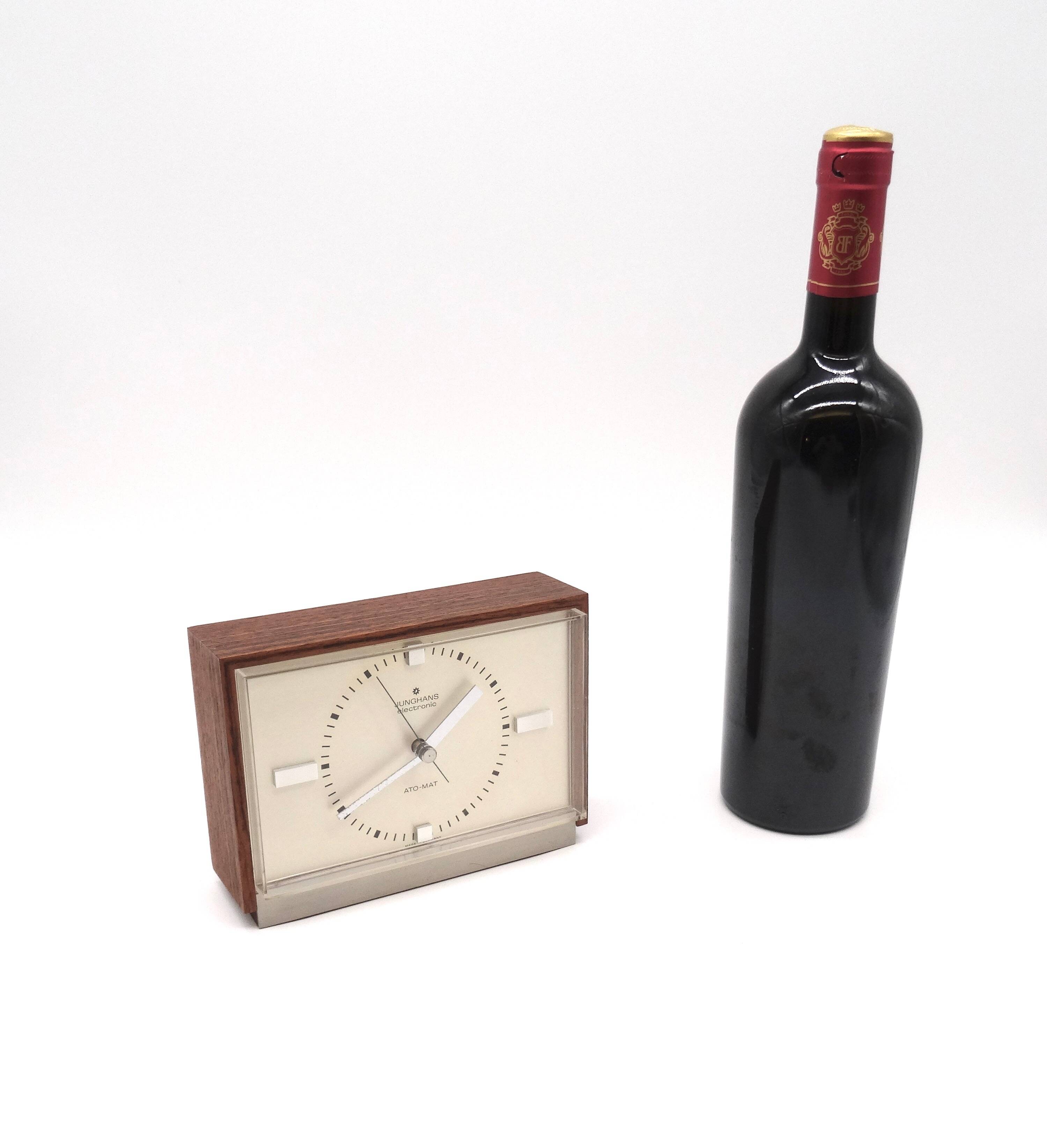 Mid century minimalist teak desk clock by junghans ato mat danish modern