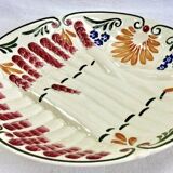 Set of 6 old Onnaing barbotine asparagus plates