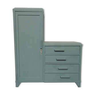 Meuble asymétrique des années 50 bleu canard