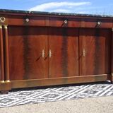 Flamed mahogany enfilade with sea green marble in Empire style.