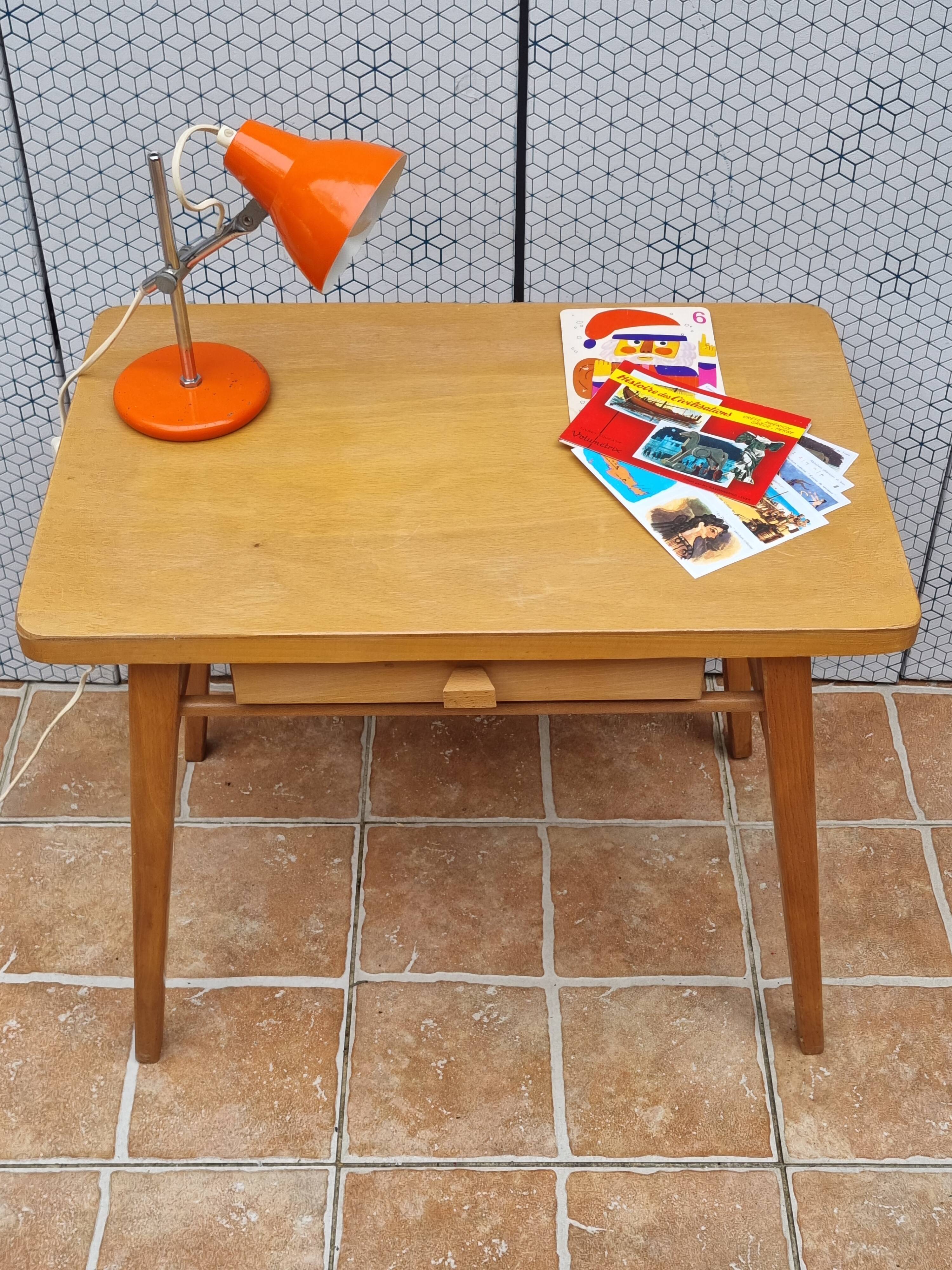 Vintage light wood school desk – Baumann model, 1950s-1960s