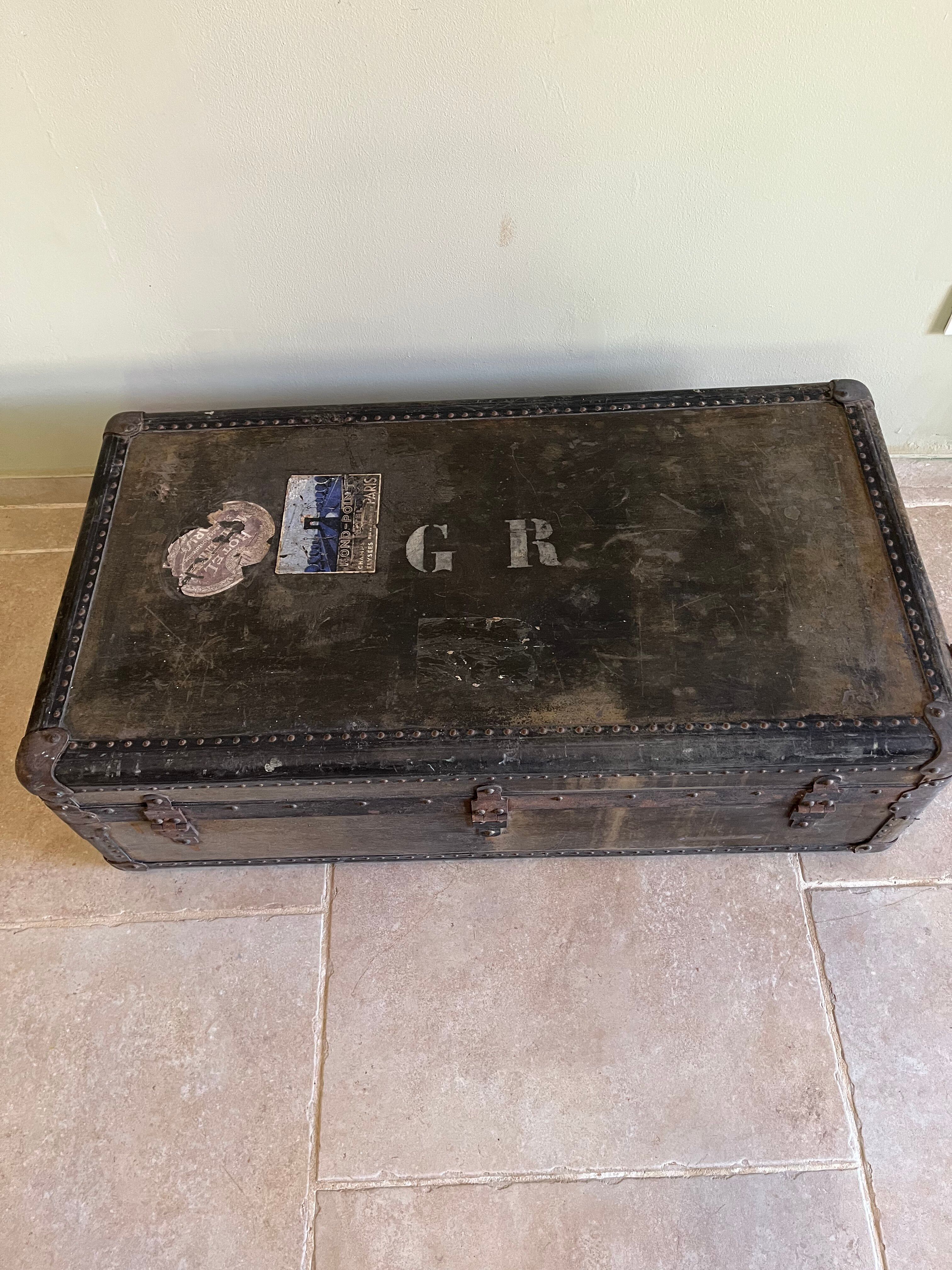 Large travel trunk from the early 20th century.