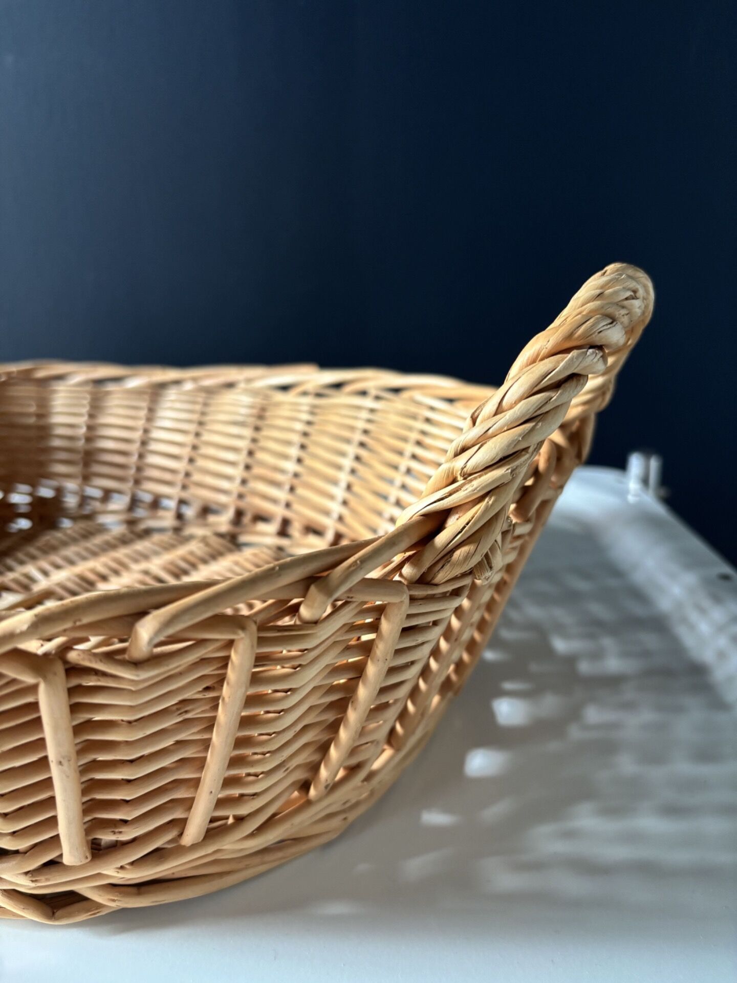 Handmade woven wicker basket