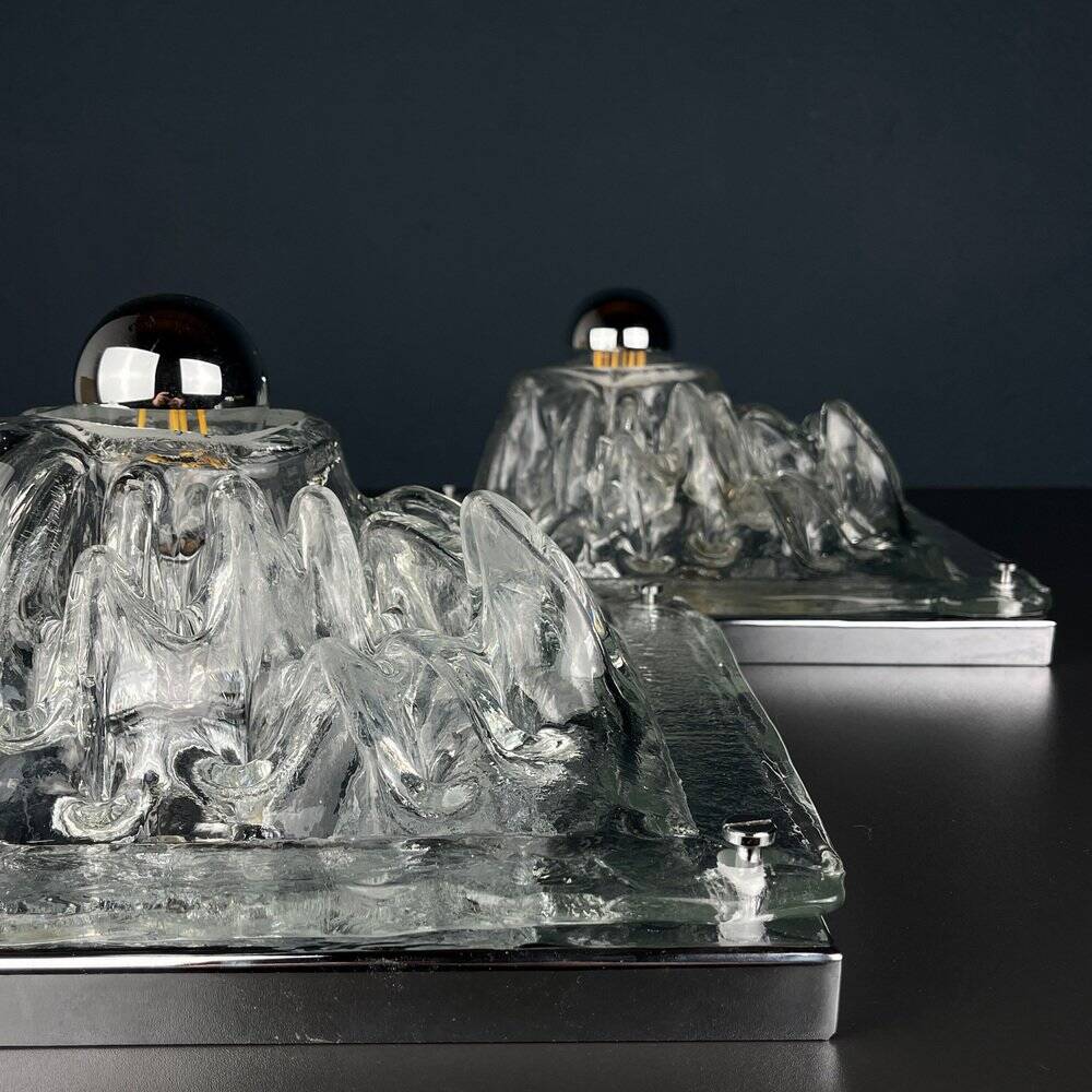 Murano wall lamps Polifemo by Angelo Brotto for Esperia, Italy, 1970s, set of 2