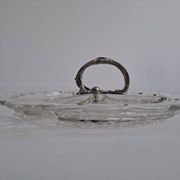 Art Deco Pressed Glass Divided Serving Dish with Alpaca Handle, 1930
