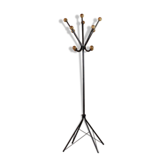 Door coats vintage parrot 12 balls swiveling in wood and steel