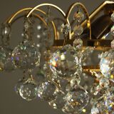 Large mid-century brass & crystal glass ceiling lamp from christoph palme