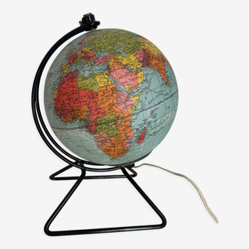 Vintage globe 1960 terrestrial glass Perrina world map - 24 cm