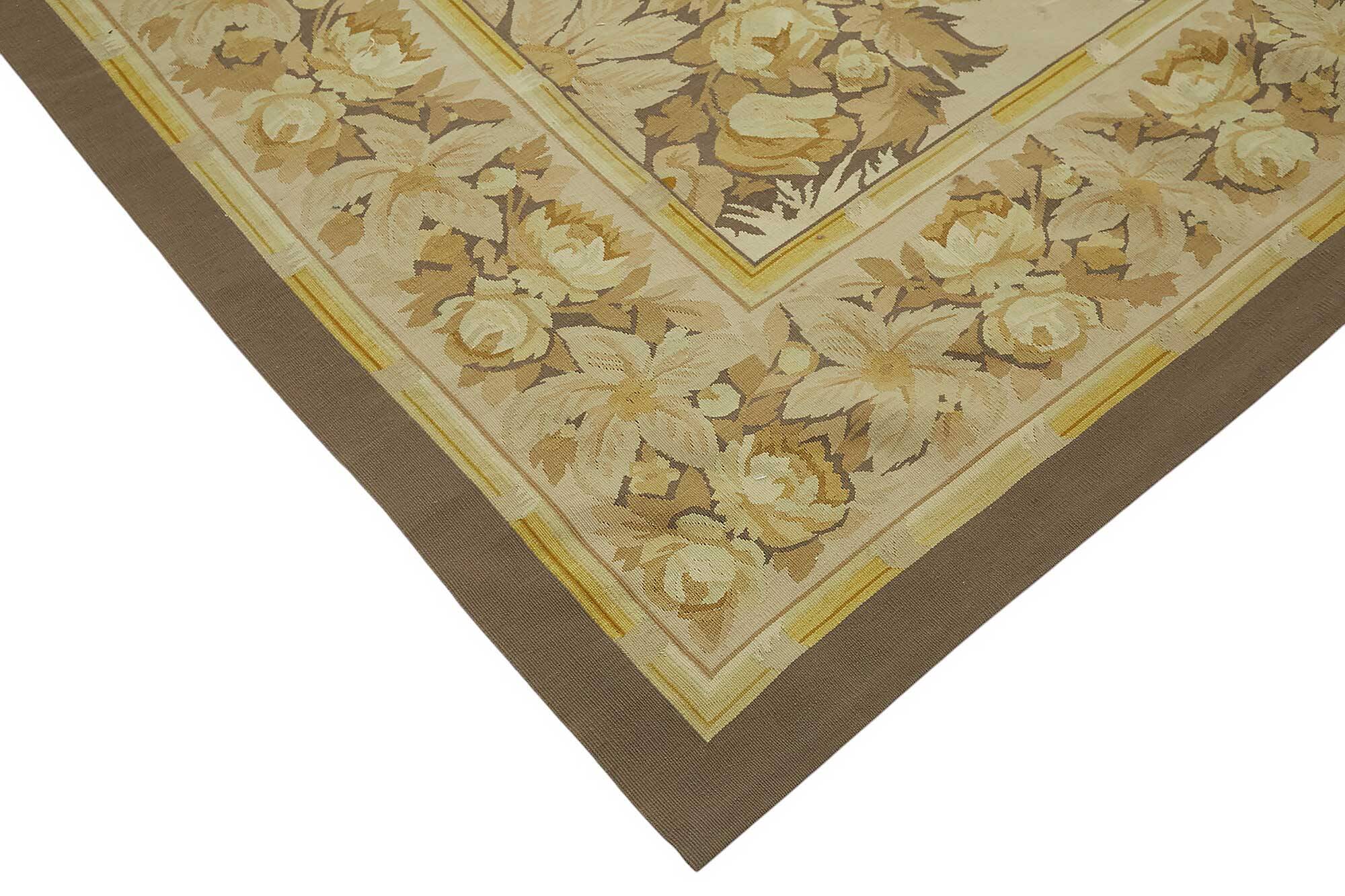 Handmade European Vintage Aubusson Kilim 270 cm x 370 cm