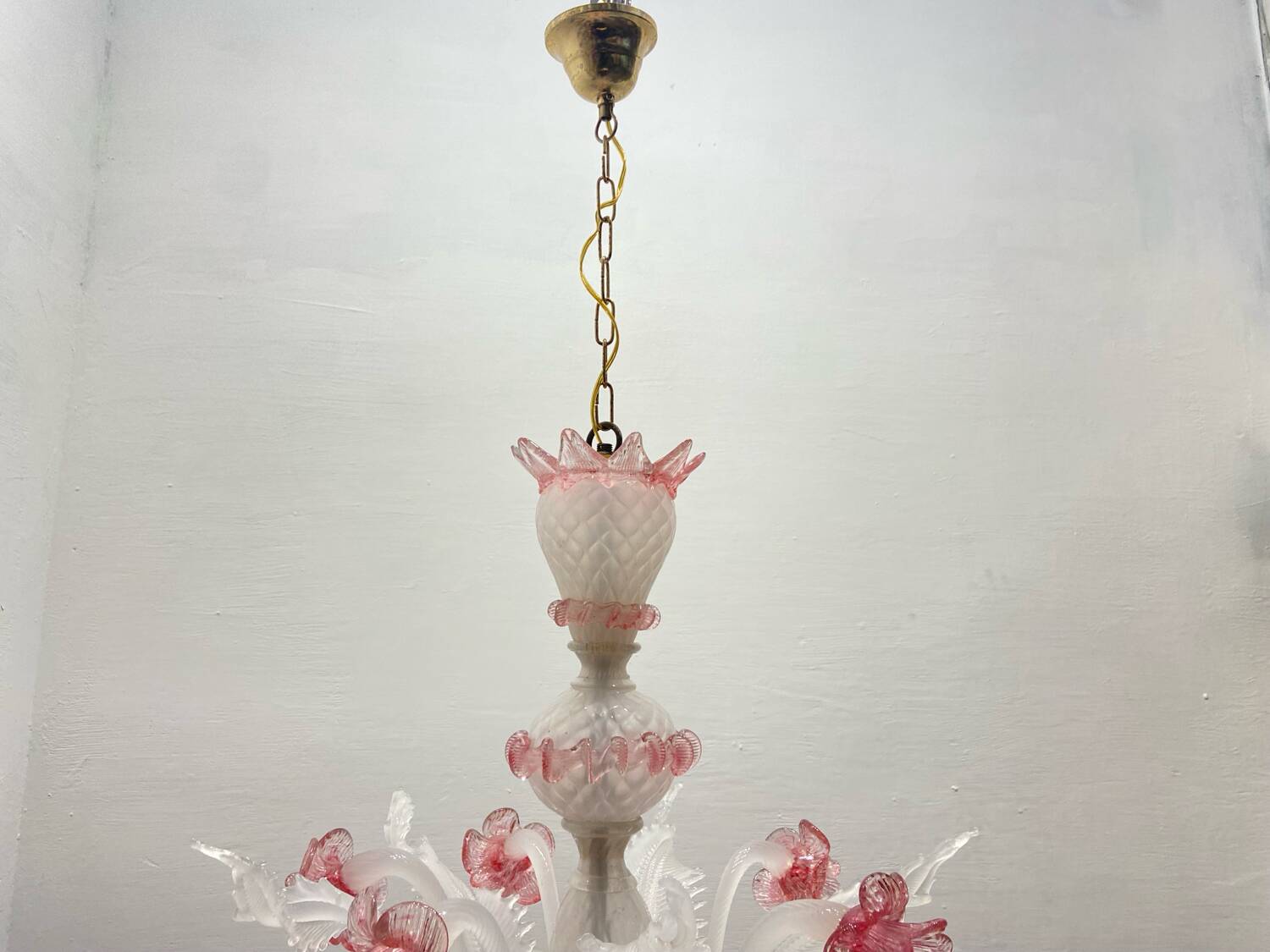 Large Pink Blossom Venetian Glass Chandelier 1960’s