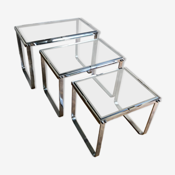 Tables gigognes design verre et métal