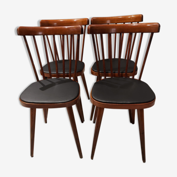 Set of 4 chairs of Bistrot Baumann model 740V, 1960