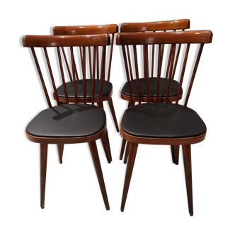 Set of 4 chairs of Bistrot Baumann model 740V, 1960