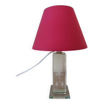 Lampe de chevet "danseuses" avec pied en verre cristal