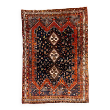 Tapis tribal vintage 170x240 cm, tapis oriental fait main en laine grand 2553