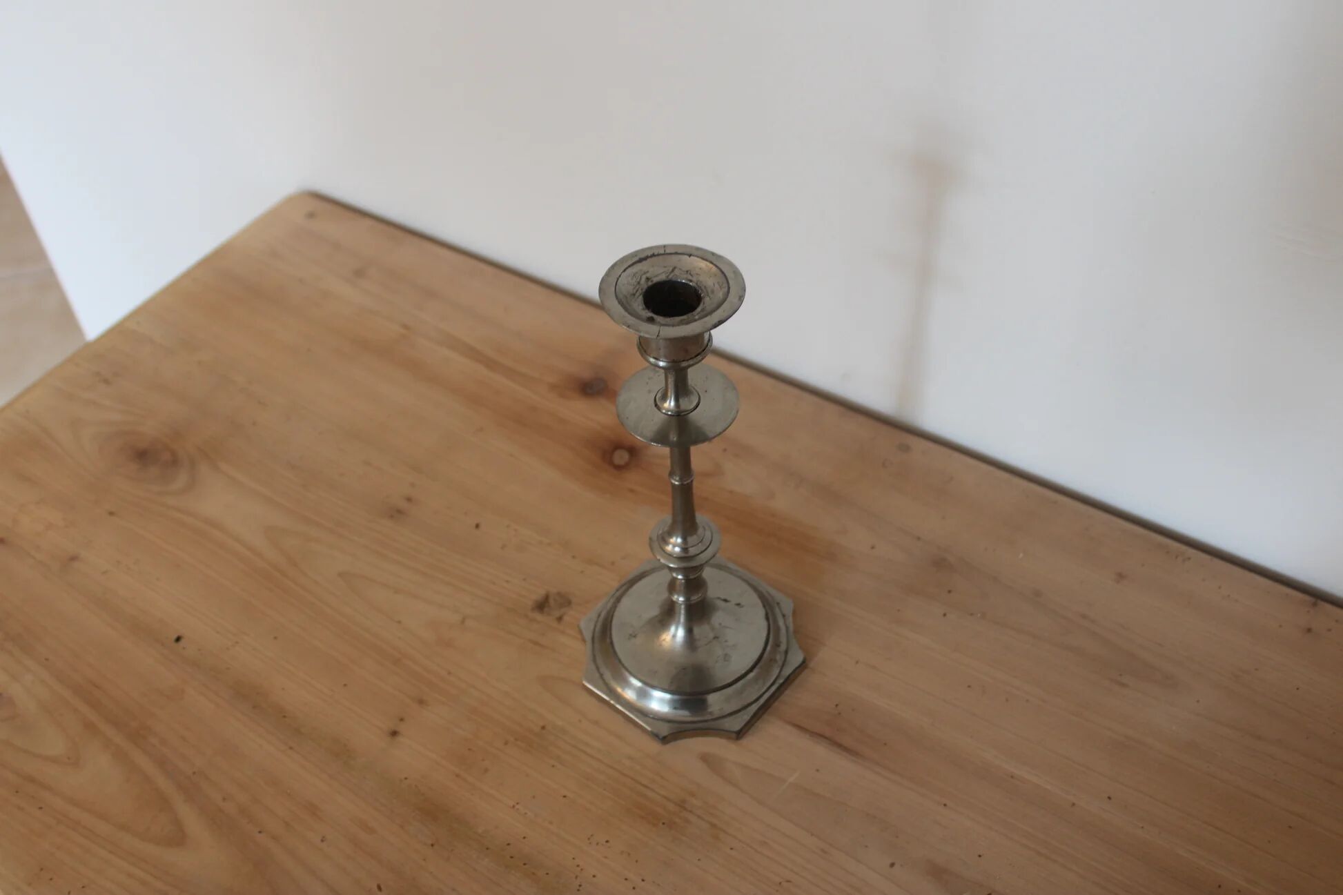 Antique silver-plated candlestick – vintage tall candle holder H25 cm