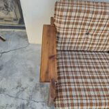 Vintage 3-seater pine sofa, Brutalist style, 1980s