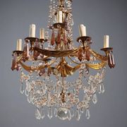 Antique bronze and crystal chandelier with 12 lights, Italy, 20th century.