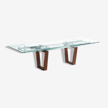 Tara dining table by Cattelan Italia glass top and extension cords