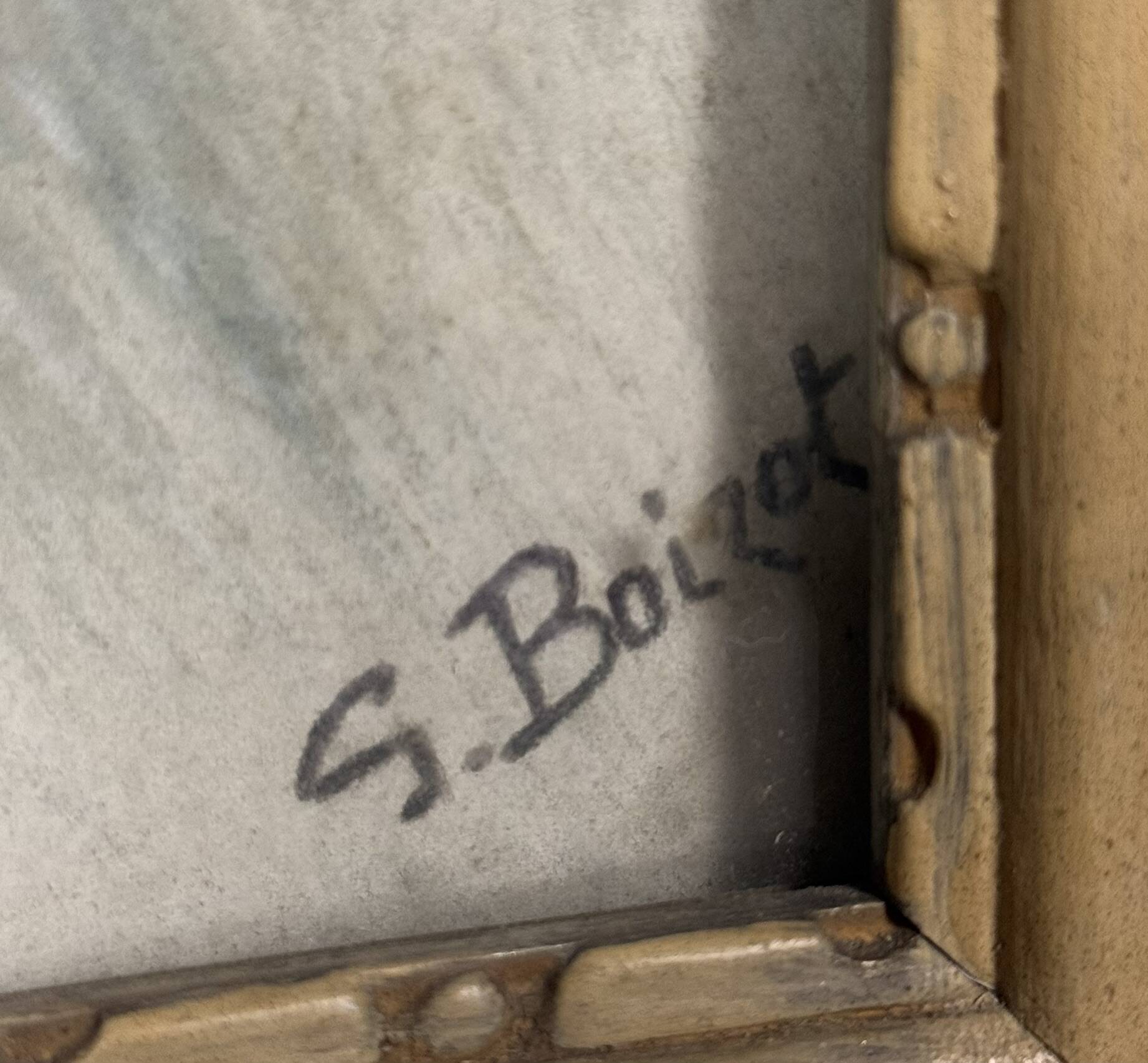 G.Boizot: Tableau école française "La nuit hivernale" daté 1928